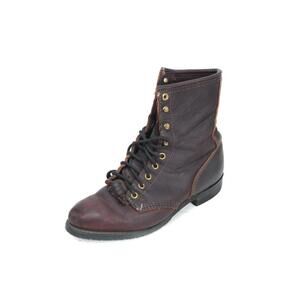 Vintage PD Tuff Boots Womens red-Brown Oiled Western Kilties Stacked USA 8.5 M